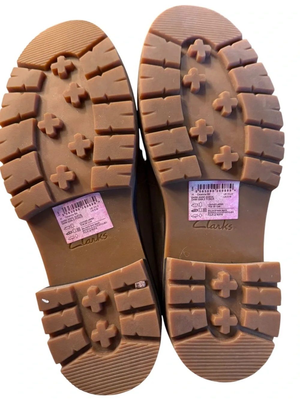 Clark’s Taupe Suede Women's Size 6 Lug Sole Loafers with Metal Bit